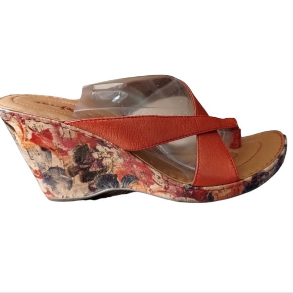 BØRN CROWN Pink Leather PIO Toe Thong WEDGE SANDAL, New NWT in Original Box IOB - Picture 4 of 11